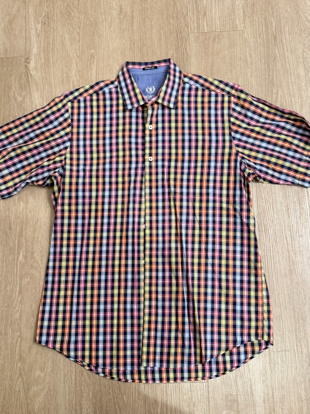 Bugatchi Multicolor Plaid Button-Down Shirt (Blue, Yellow, Pink)

#166